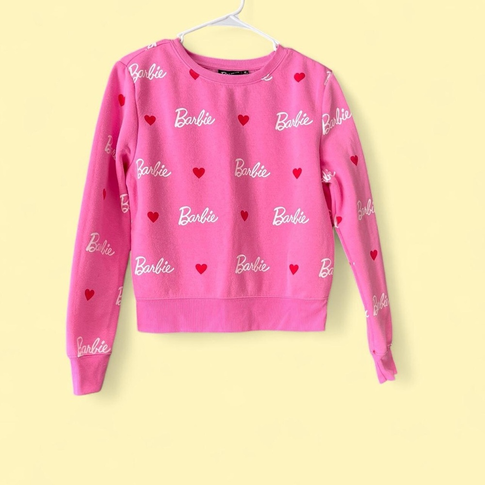 Mattel Pink Crewneck Sweater with Heart Pattern